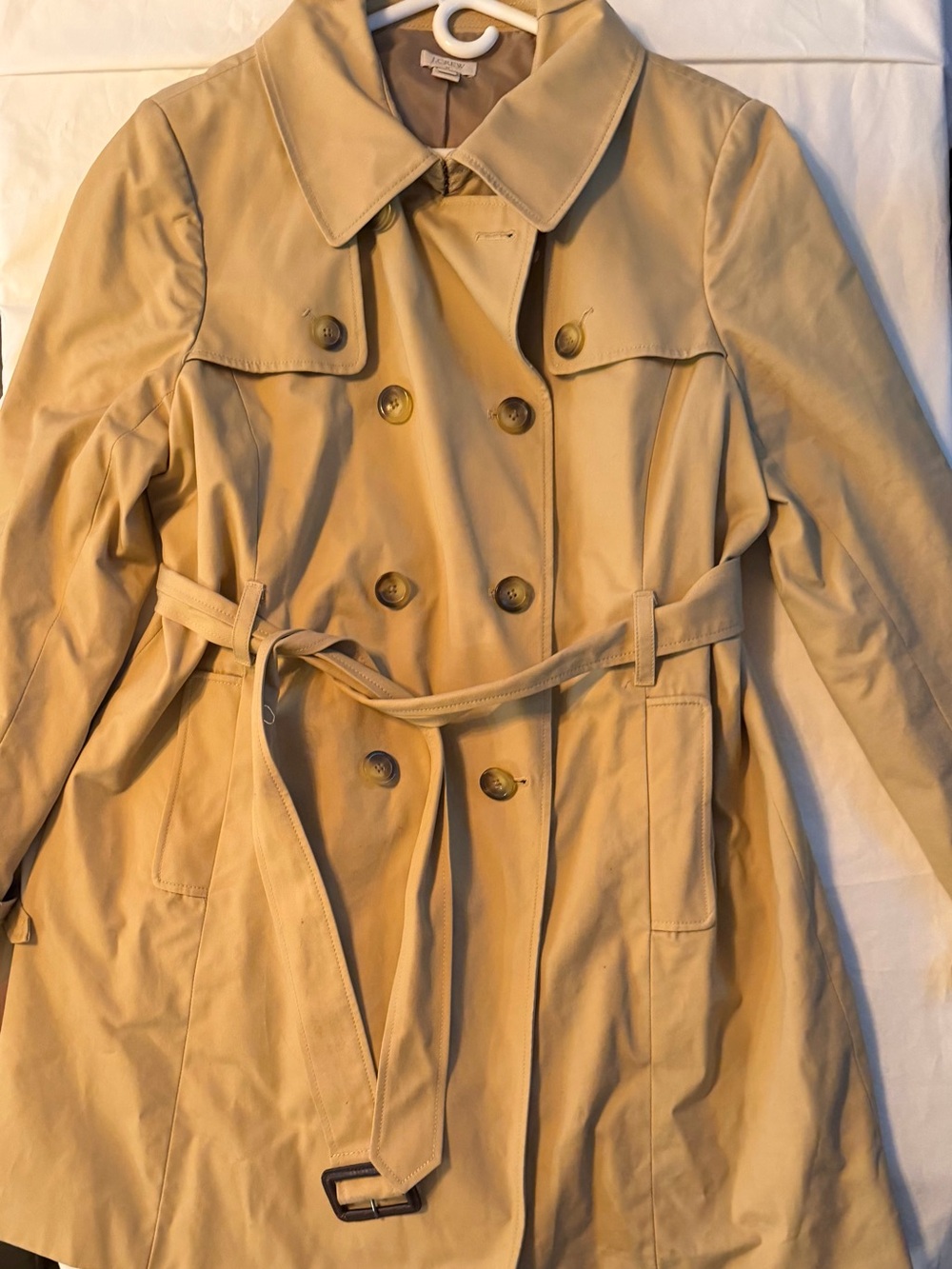 J. Crew Double-Breasted Trench Coat in Tan